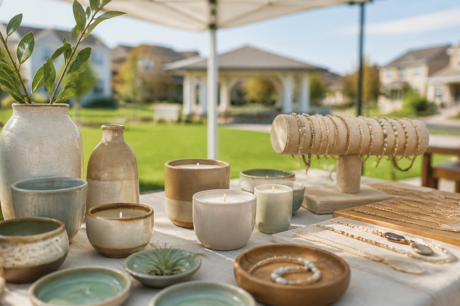 Residents at a pop-up market in the parking lot of a Texas apartment community